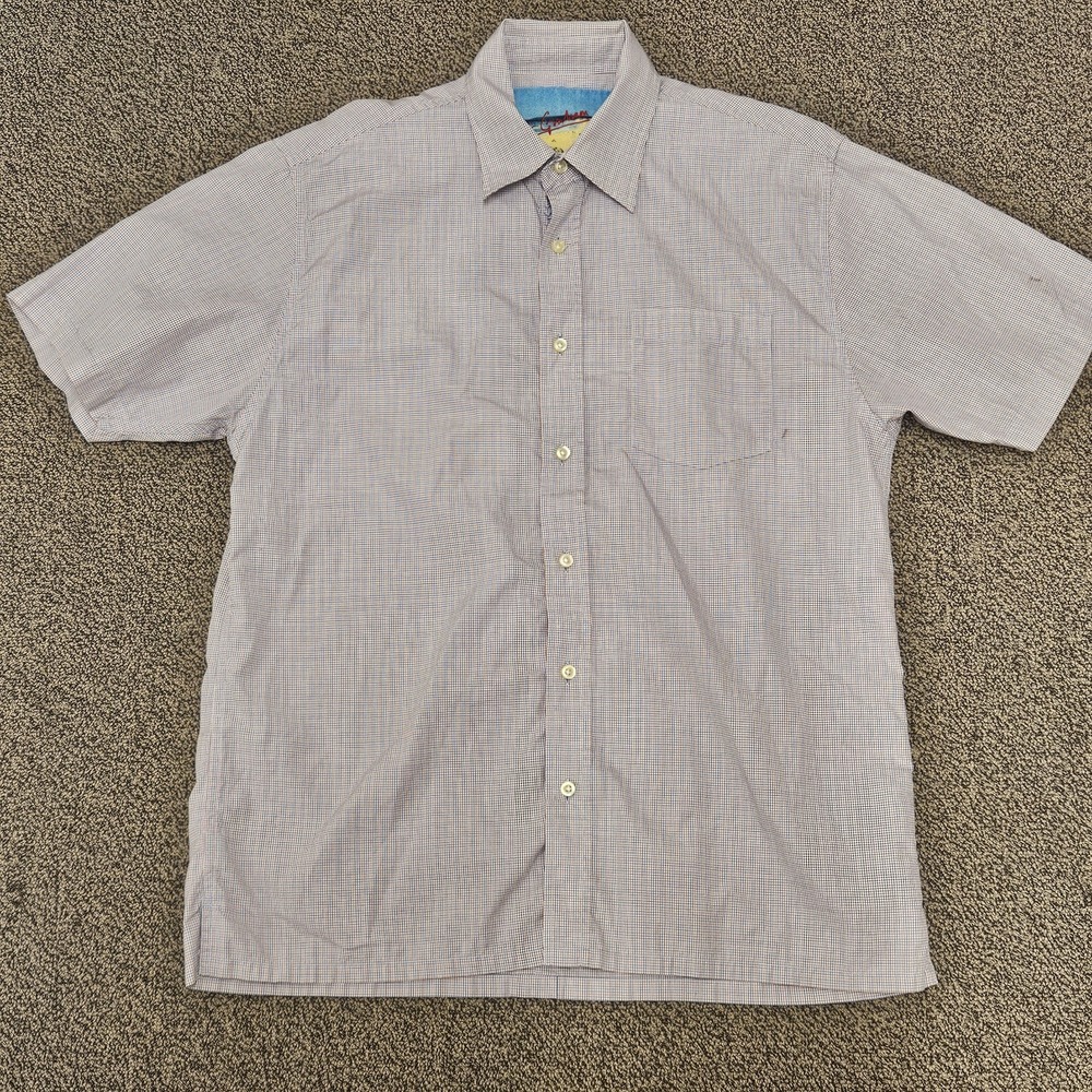 Robert Graham Shirt Mens Large Multicolor Button‎ Up Short Sleeve Checkerboard
